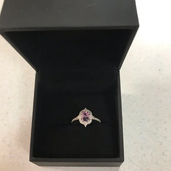 Oval Cut Amethyst Diamond Engagement Ring 3/4 ct TW 14k White Gold Kay S… - Picture 7 of 9